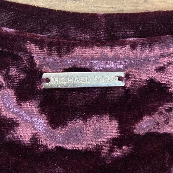 Michael Kors Cordovan Panne Stretch Crushed Velvet Bodycon Midi Dress, Size M - Picture 4 of 9